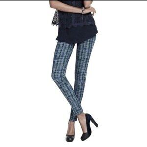 Cabi Grid Jeans Women's 6 Curvy Skinny Blue Shibiri Tye Dye Plaid Mid Rise 3047